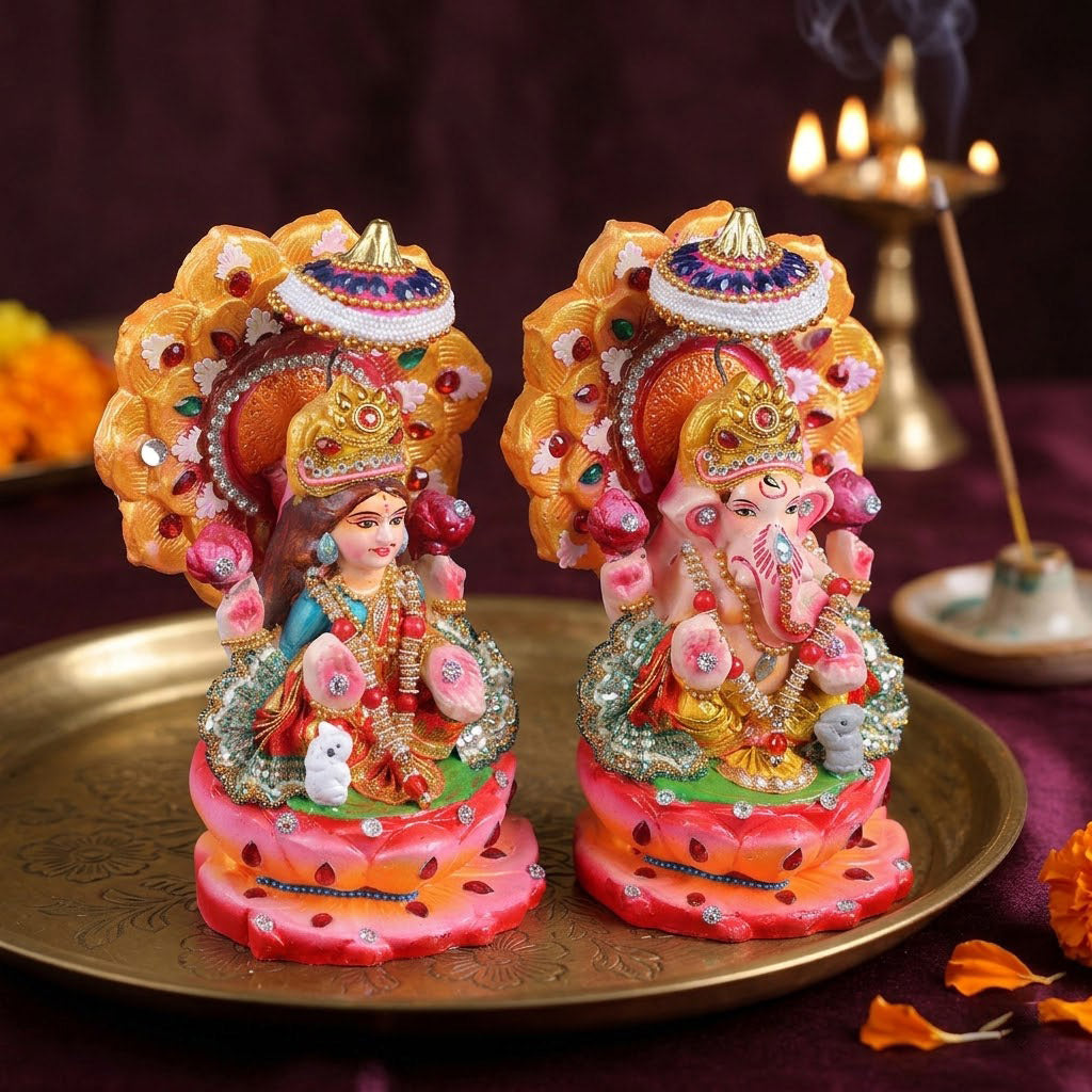 Designer Handcrafted Clay Laxmi Ganesh Idols