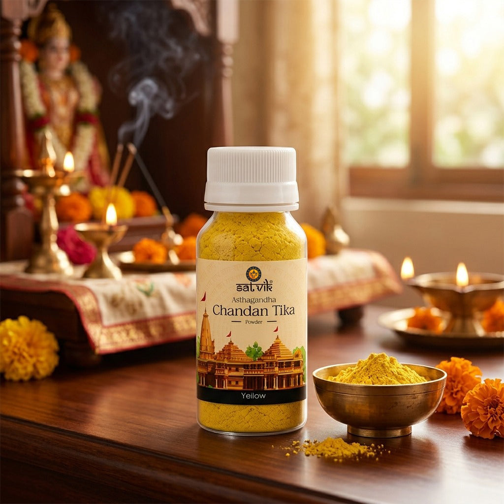 Yellow Saffron Chandan Tika Powder