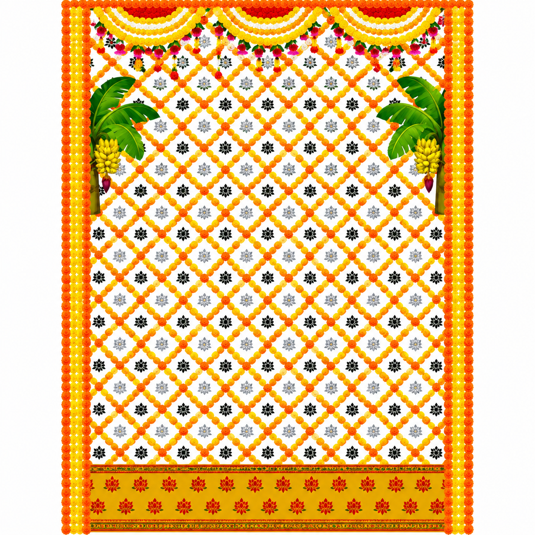 Backdrop Clothes Print Flower Design White Color
