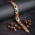 Gold Plated Pyrite Rudraksha Bracelet with Premium IGP Coating – Spiritual and Energized Unisex Jewelry India’s Largest Puja Accessories Brand- www.satvikstore.in