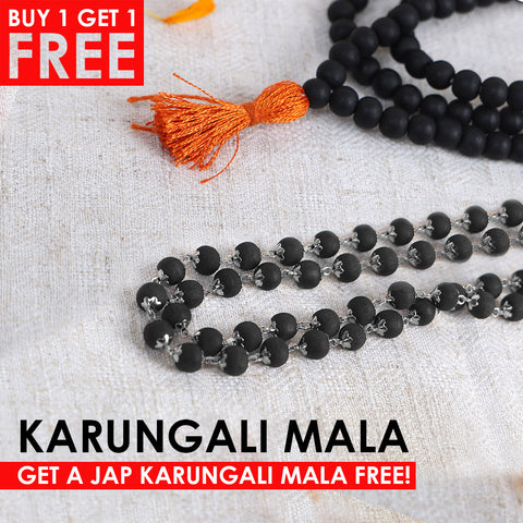 Government-certified Karungali mala with silver capping, designed for spiritual protection, energy enhancement, and meditation practices.India’s Premium Jap Mala Store - www.satvikstore.in