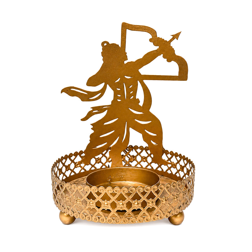 Golden Metallic Lord Rama Shadow Diya