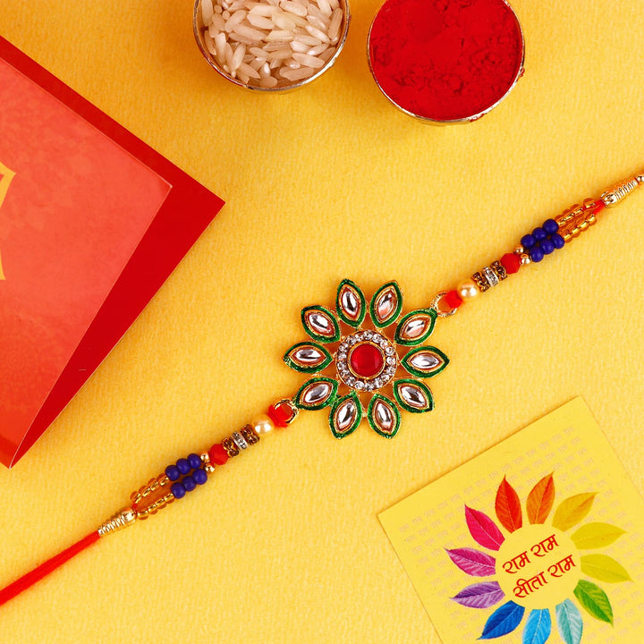Handcrafted Designer Kundan Rakhi India’s Largest Pooja Accessories Brand – www.satvikstore.in
