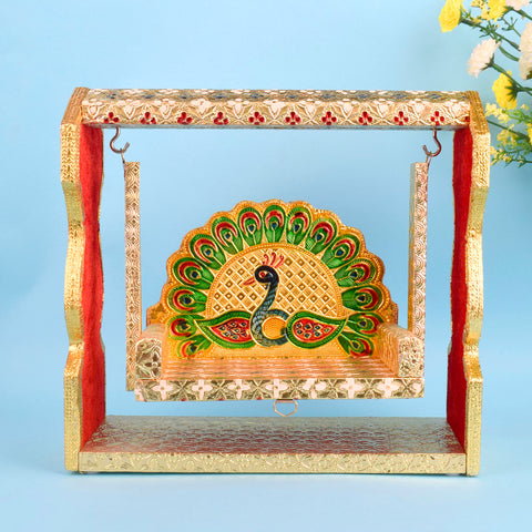 Handcrafted Traditional Meenakari Jhula for Laddu Gopal with colorful enamel detailing, perfect for Bal Gopal during Janmashtami and daily pooja. India’s Largest Pooja Accessories Brand – www.satvikstore.in
