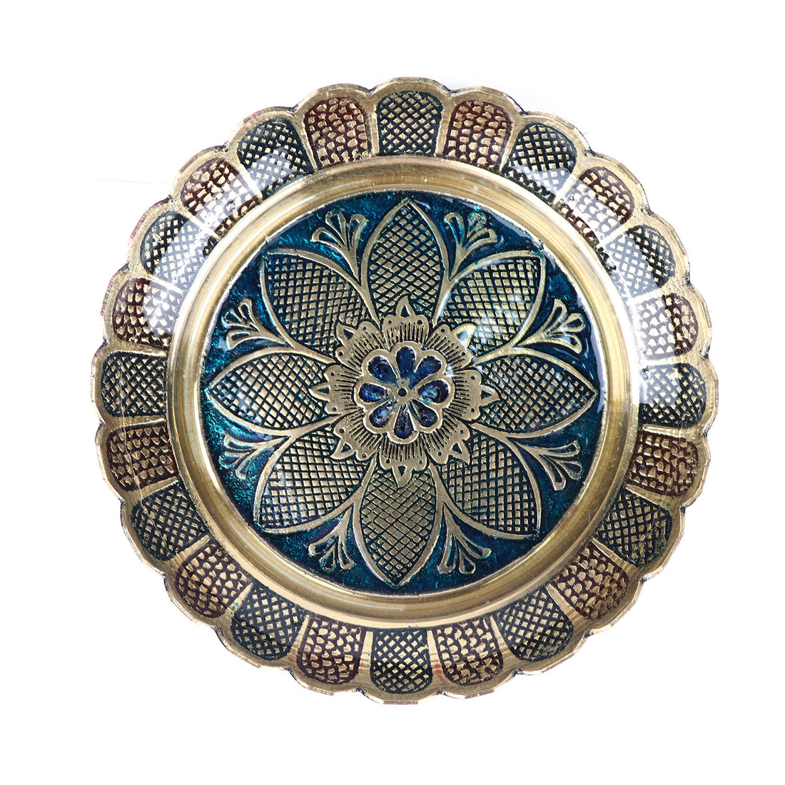 Brass Colored Turtle with Nakashi Plate - Blue