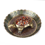 Brass Colored Turtle with Nakashi Plate - Red