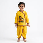 Size 3 Makhan Chor Yellow Krishna Dress with Pink Border