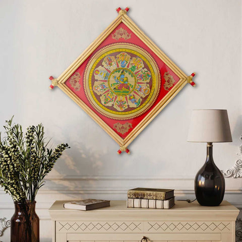 Large Radha Krishna Photo Frame with spiritual artwork in a wooden frame. India’s Largest Brass Idols Brand - www.satvikstore.in