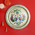 Peacock embossed puja thali with intricate festive design, ideal for Diwali and Karwa Chauth rituals and celebrations India’s Largest Pooja Accessories Brand – www.satvikstore.in

