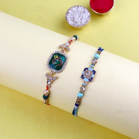 Set of 2 Traditional Rakhis for Brothers with Roli Chawal and Ram Sita Stickers – Raksha Bandhan Gift Pack. India’s Largest Pooja Accessories Brand - www.satvikstore.in