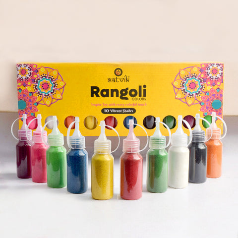 Rangoli Colors (10 Pc Bottle Pack) | India’s Largest Pooja Accessories Brand – www.satvikstore.in
