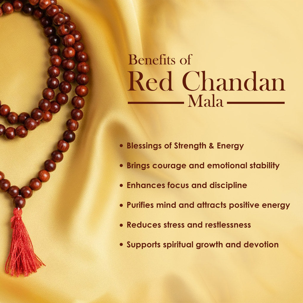 Certified 8mm 100% Original Authentic Pure Red Sandalwood Jap Mala (Thread)