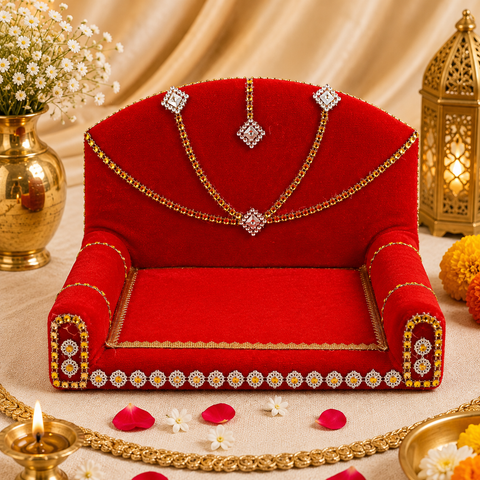 Laddu Gopal's Velvet Charisma: A Sacred Singhasan - Large