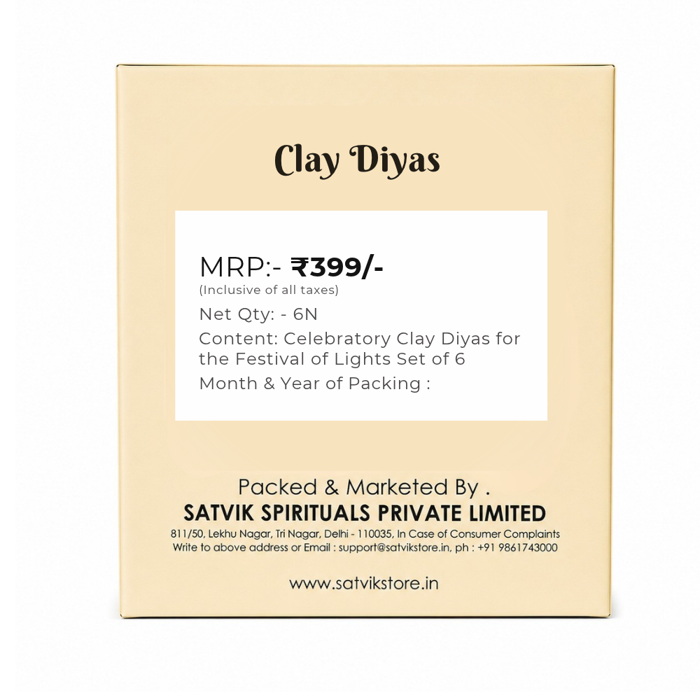 Joyful Gleam Celebratory Clay Diyas for the Festival of Lights Set of 6