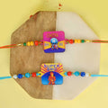 Set of 2 Kids Rakhis with Chota Bhai and Superhero designs, featuring vibrant cartoon-themed Rakhis for Raksha Bandhan celebrations. satvikstore.in