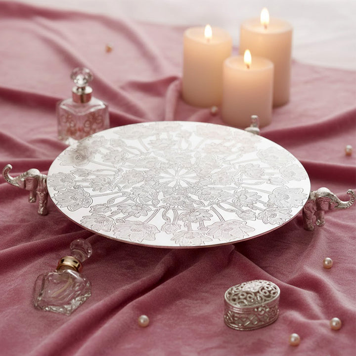 Silver Elephant Platter Decorative Serving and Pooja Tray for Home and Office India’s Largest Puja Accessories Brand- www.satvikstore.in