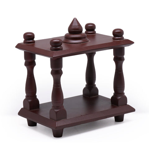 Small mahogany wooden mantapa with brown finish for puja
