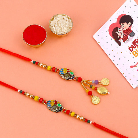 Traditional Charm Beaded Bhaiya Bhabhi Rakhi Set India’s Largest Pooja Accessories Brand – www.satvikstore.in
