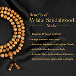 Certified 6mm 100% Original Authentic Mysore White Sandalwood (Chandan) Jap Mala