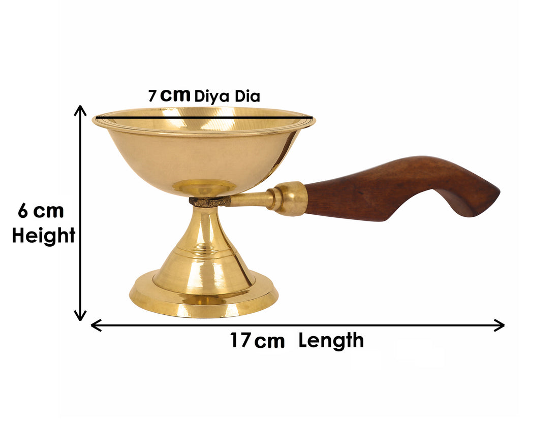 Fascinating Aarti Diya with Curved Wooden Handle