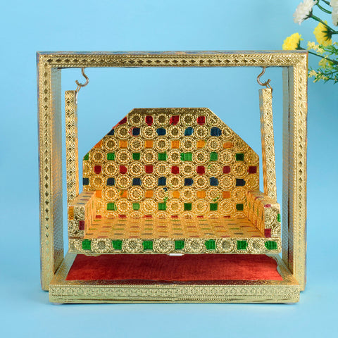 Elegant Wooden Meenakari Laddu Gopal Jhula – India’s Largest Pooja Accessories Brand – www.satvikstore.in