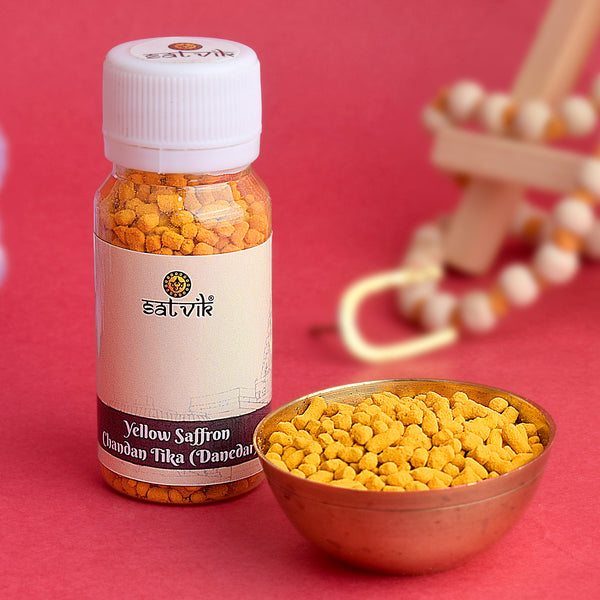 Yellow Chandan Tika (Saffron Chandan Tilak) Danedar