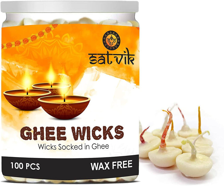 100 Pc Pure Ghee Wicks (Wax Free) Puja Store Online Pooja Items Online Puja Samagri Pooja Store near me www.satvikstore.in