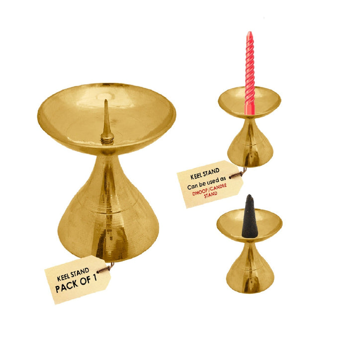 2-inch brass dhoop candle stand, traditionally crafted for holding dhoop cones or candles during pooja, aarti, and devotional ceremonies. 
India’s Largest Pooja Accessories Brand – www.satvikstore.in 