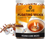 SATVIK 225 Pc Round Floating Wicks for Oil Cups with Cork Disc Holders
