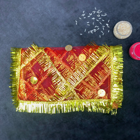 Frill Red Mata ki Chunari 24x9 Inch for deity decoration – India’s Largest Pooja Accessories Brand – www.satvikstore.in

