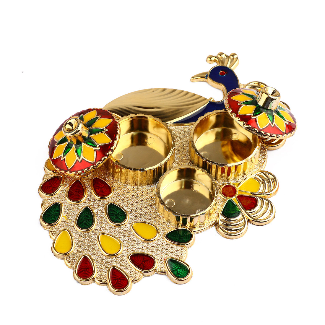 Alluring Peacock Roli Akshat Platter